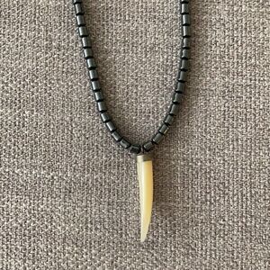 Unisex Necklace Hematite with Shark’s Tooth